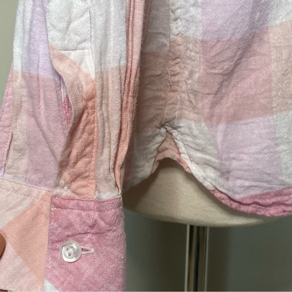 Rails Charli Checkered Plaid Button Down Shirt in Peach/Blush/White, Medium - Picture 8 of 16